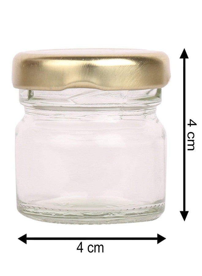 Pure Source India Round Mini Glass Jar Containers, Food Grade and BPA Free With Airtight Metal Gold Color Cap - 20 Gram, Pack of 4 Pieces, Clear - Image 4